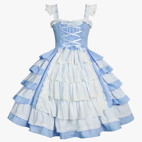 Women Sweet Lolita Dress Victorian Sleeveless Princess costume (B) - Picture 3 of 3
